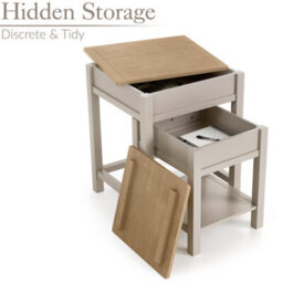 Christow Nest Of Tables Set Of 2 Nesting Side Tables Oak-Effect Tops & Storage Pebble - thumbnail 2