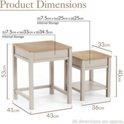 Christow Nest Of Tables Set Of 2 Nesting Side Tables Oak-Effect Tops & Storage Pebble - thumbnail 6