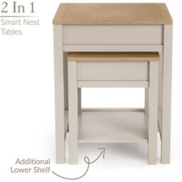 Christow Nest Of Tables Set Of 2 Nesting Side Tables Oak-Effect Tops & Storage Pebble - thumbnail 3