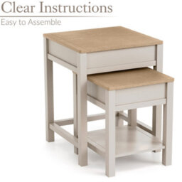 Christow Nest Of Tables Set Of 2 Nesting Side Tables Oak-Effect Tops & Storage Pebble - thumbnail 4