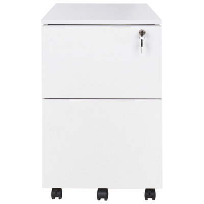 Wyld And Coco White Engineered Wood Mobile Filing Cabinet With 2 Key-Locked Drawers, W40 X D40 X H62Cm - image 1
