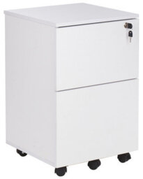 Wyld And Coco White Engineered Wood Mobile Filing Cabinet With 2 Key-Locked Drawers, W40 X D40 X H62Cm - thumbnail 3