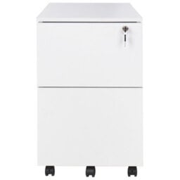 Wyld And Coco White Engineered Wood Mobile Filing Cabinet With 2 Key-Locked Drawers, W40 X D40 X H62Cm - thumbnail 1