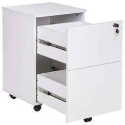 Wyld And Coco White Engineered Wood Mobile Filing Cabinet With 2 Key-Locked Drawers, W40 X D40 X H62Cm - thumbnail 5