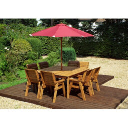 Marlborough Traditional Eight Seater Table Set With 6 X Chair Cushion, 1 X Bench Cushion, 1 X Burgundy Parasol & Base & Cushion Storage Bag - thumbnail 3