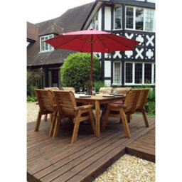 Marlborough Traditional Eight Seater Table Set With 6 X Chair Cushion, 1 X Bench Cushion, 1 X Burgundy Parasol & Base & Cushion Storage Bag - thumbnail 2