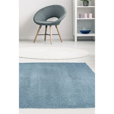 Melrose Super Soft Venus Shaggy Snuggly Plain Denim Area Rug 080/150Cm - image 1