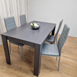 Kosy Koala Modern Charcoal Dining Table Set With 4 Grey Faux Leather Chairs Dining Room Furniture