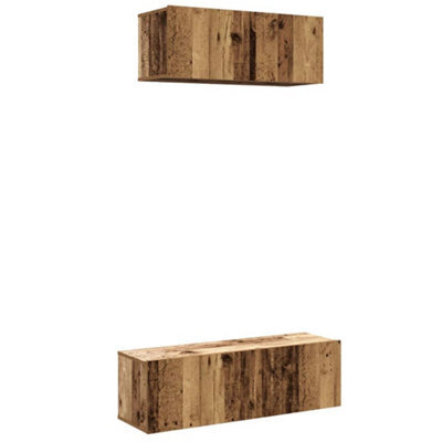 Berkfield Classic 2 Piece Tv Cabinet Set Wall-Mounted Old Wood Engineered Wood