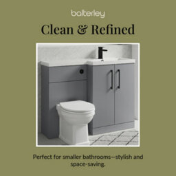 Balterley Right-Hand Bathroom Vanity And Wc Unit Combination With Basin - 1100mm - Satin Grey With Black Handles - thumbnail 7
