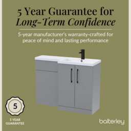 Balterley Right-Hand Bathroom Vanity And Wc Unit Combination With Basin - 1100mm - Satin Grey With Black Handles - thumbnail 6
