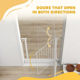 Pawhut Dog Gate Wide Stair Gate W/ Door Pressure Fit, 75-85W Cm, White - thumbnail 8