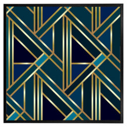 "Andrew Lee Gold & Teal Geometric Pattern (Picutre Frame) / 20X20"" / Brown" - thumbnail 4