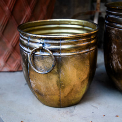 Madison & Mayfair Antique Gold Small Metal Planter