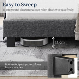 Yaheetech Bed Frame With Channel Tufted Headboard - Dark Grey / King - thumbnail 5