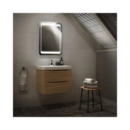 Ibathuk Nova Wall Mounted Led Illuminated Bathroom Mirror With Touchless Sensor And Demister Pad And White Lights, 700 X 500mm - thumbnail 4