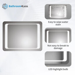 Ibathuk Nova Wall Mounted Led Illuminated Bathroom Mirror With Touchless Sensor And Demister Pad And White Lights, 700 X 500mm - thumbnail 5