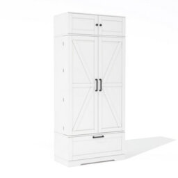 Abrihome 180Cm Tall Freestanding Pantry Cabinet - Adjustable Shelves, Drawer, Wine Rack & Door Storage, For Kitchen Or Living Room - thumbnail 9