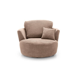 Abakus Direct Jumbo Brown Cord Swivel Chair For Living Room With Thick Luxury Deep Filled Cushioning - thumbnail 2