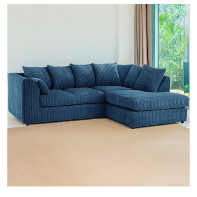 Hannah Jumbo Cord 4 Seater Right Hand Facing Corner Sofa Marine Blue - image 1
