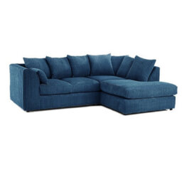 Hannah Jumbo Cord 4 Seater Right Hand Facing Corner Sofa Marine Blue - thumbnail 2