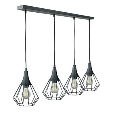 Luminosa Lighting Luminosa Selene Bar Pendant Ceiling Light Black 4X E27 - image 1