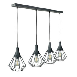 Luminosa Lighting Luminosa Selene Bar Pendant Ceiling Light Black 4X E27 - thumbnail 1