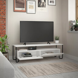 Decortie Cornea Modern Tv Unit White With Storage Tv Cabinet 150Cm - thumbnail 4