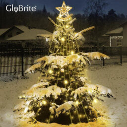 Globrite Outdoor Waterfall Christmas Curtain Tree, 350 Led Warm White Mains Powered Plug-In Fairy Lights For Window & Tree Decor - thumbnail 5