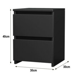 Sundaze Chest Of Drawers Storage Bedroom Furniture Cabinet 2 Drawer Black 30X30X40Cm - thumbnail 3