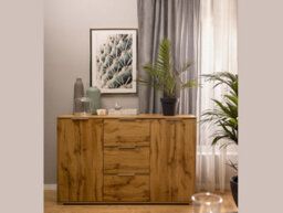 Impact Furniture Large Sideboard Drawer Cabinet Storage Living Room Unit 135Cm Buffet Scandi Oak Effect Zele - thumbnail 8