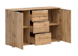 Impact Furniture Large Sideboard Drawer Cabinet Storage Living Room Unit 135Cm Buffet Scandi Oak Effect Zele - thumbnail 3