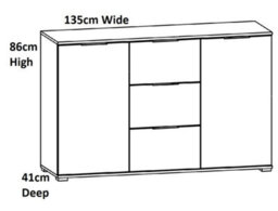 Impact Furniture Large Sideboard Drawer Cabinet Storage Living Room Unit 135Cm Buffet Scandi Oak Effect Zele - thumbnail 6