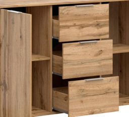 Impact Furniture Large Sideboard Drawer Cabinet Storage Living Room Unit 135Cm Buffet Scandi Oak Effect Zele - thumbnail 5