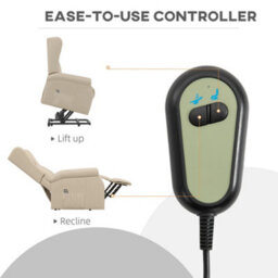 Homcom Power Lift Chair For The Elderly Fabric Recliner Armchair W/ Remote Beige - thumbnail 7