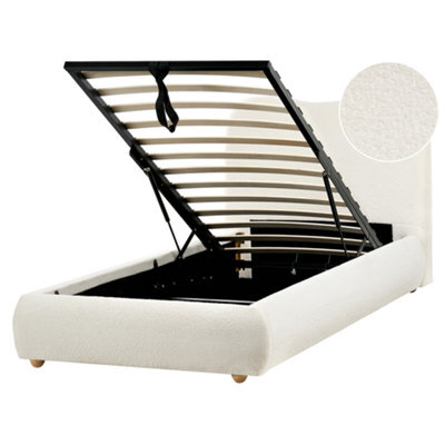 Beliani Ottoman Bed Boucle Blagnac 90 X 200 Cm (Eu Single) Off-White - image 1