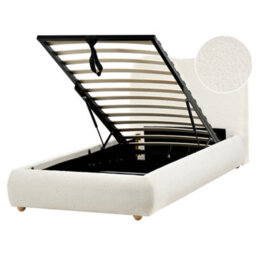 Beliani Ottoman Bed Boucle Blagnac 90 X 200 Cm (Eu Single) Off-White - thumbnail 1