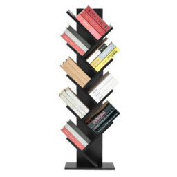 9 Tier Tree Bookshelf Tall Floor Standing Book Shelf Tall Bookcase Living Room Black