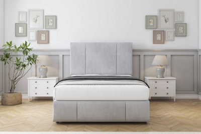 "Comfort Arya Silver Naples Divan Bed Set No Drawers - 26"" Strutted & 12"" Footboard 4' Small Double" - image 1
