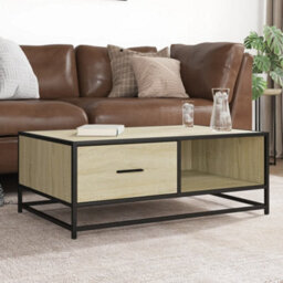 Walplus Coffee Table Sonoma Oak 90X57X35 Cm Engineered Wood And Metal - thumbnail 1