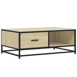 Walplus Coffee Table Sonoma Oak 90X57X35 Cm Engineered Wood And Metal - thumbnail 2