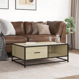 Walplus Coffee Table Sonoma Oak 90X57X35 Cm Engineered Wood And Metal - thumbnail 3