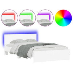 Walplus Engineered Wood Bed Frame With Headboard Rgb Led Lights And Slatted Base For Bedroom - thumbnail 2