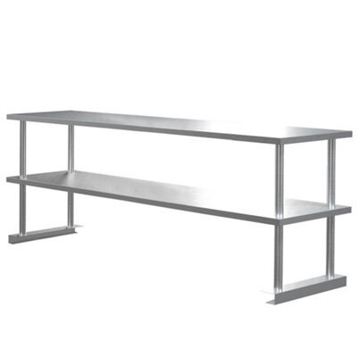 Living And Home 2 Tier Commercial 10Kg Stainless Steel Kitchen Prep And Work Table Overshelf 180 X 65 Cm - image 1