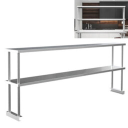 Living And Home 2 Tier Commercial 10Kg Stainless Steel Kitchen Prep And Work Table Overshelf 180 X 65 Cm - thumbnail 3