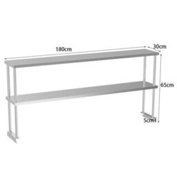 Living And Home 2 Tier Commercial 10Kg Stainless Steel Kitchen Prep And Work Table Overshelf 180 X 65 Cm - thumbnail 6