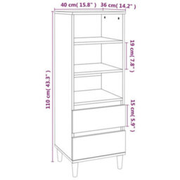 Berkfield Highboard Grey Sonoma 40X36X110 Cm Engineered Wood - thumbnail 9