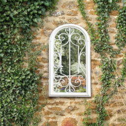 Aspect Furniture Shabby Chic Scrolled Arch Sandy Finish Indoor/outdoor Garden Mirror - thumbnail 1