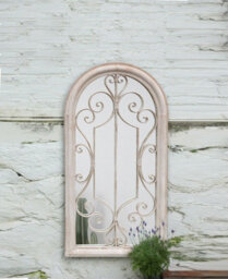 Aspect Furniture Shabby Chic Scrolled Arch Sandy Finish Indoor/outdoor Garden Mirror - thumbnail 2