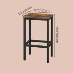 Ledrem Bar Stools Set Of 2, Industrial Kitchen Breakfast Chairs With Footrest, 40 X 30 X 65 Cm, Rustic Brown And Black - thumbnail 4